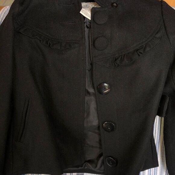 BIG Girls size Small black Me Jane wool pea coat - Picture 6 of 7